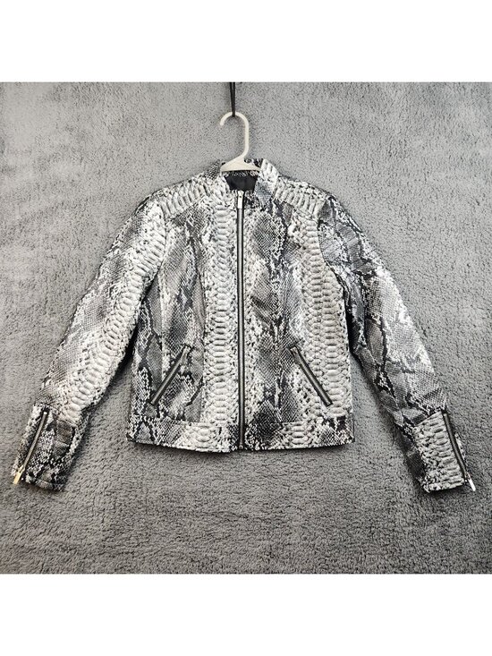 None Jackets & Blazers - Y2K Faux Leather Moto Jacket Women's Petite Small Snake Skin Mob Wife Grunge